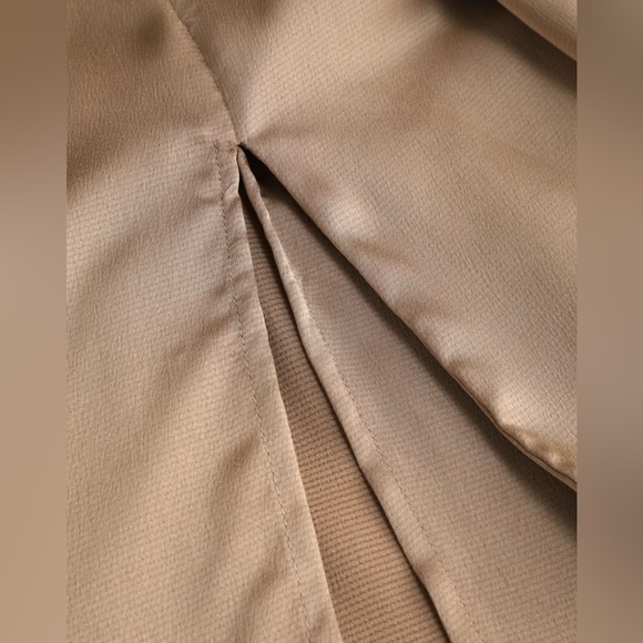 Satin Tie Front Slit Midi Skirt - Khaki - Picture 4 of 8